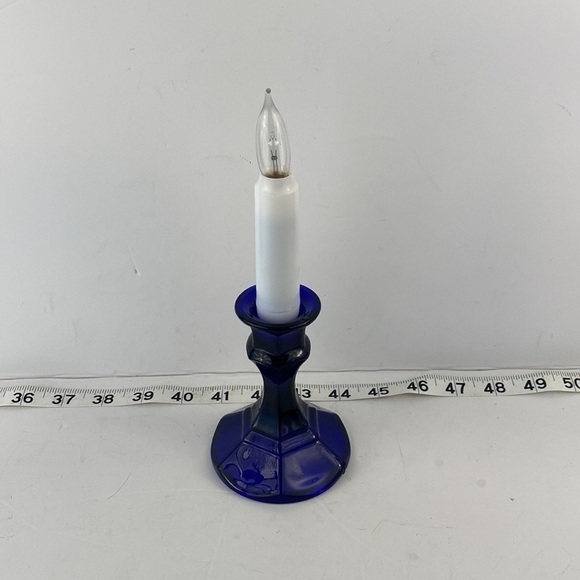 Cobalt glass candle holder small angular - Picture 8 of 10